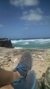 Seinfeld's Shoes on Boca Grande Beach cliffs, Aruba