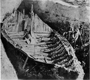 about the year 900 A.D. , a rich and powerful man died, and the Gokstad ship was used for his burial.